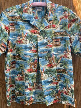 🏄‍♂️ Vintage Hawaii Brand "Surf's Up" Woody Wagon Hawaiian Shirt Men's XL